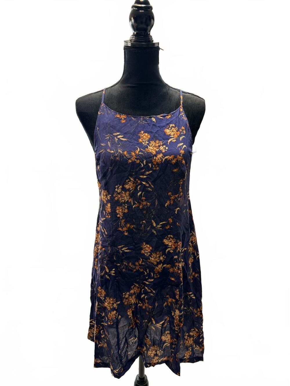 Intimately Free People Emily Paisley Floral Slip Dress Lace Back Mini Blue S